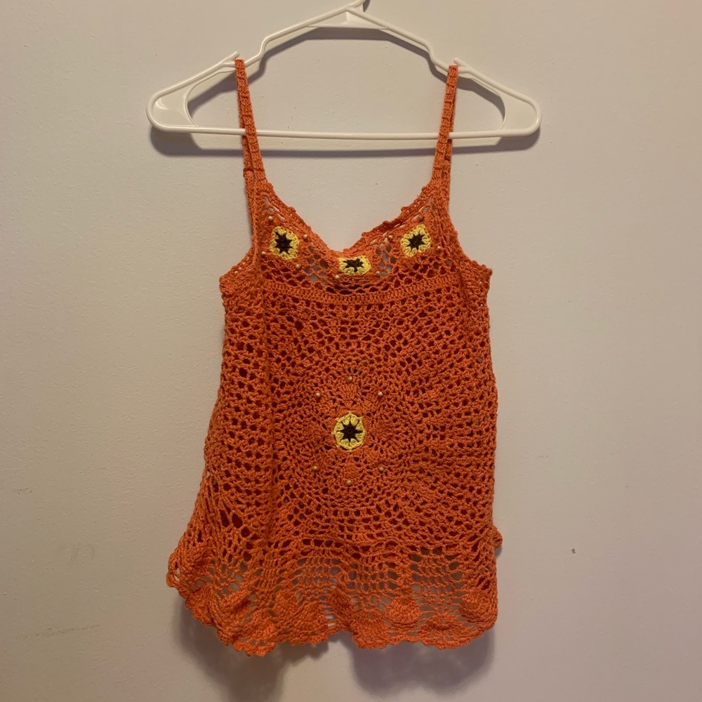 Knit flower tank top